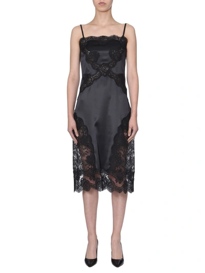 Shop Dolce & Gabbana Lace Slip Dress In Black