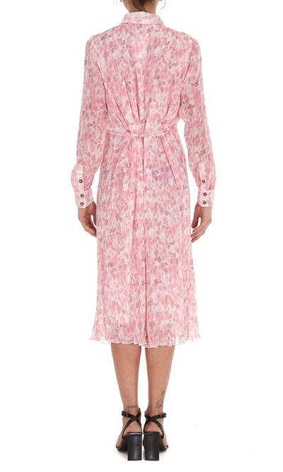 Shop Ganni Floral Print Shirt Dress In Pink