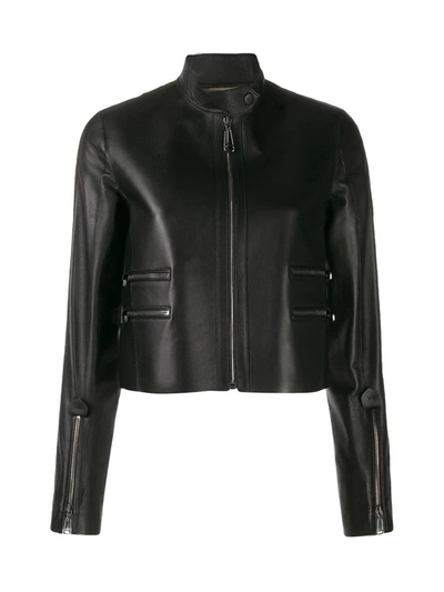 Shop Fendi Zipper Trim Cropped Jacket In Black