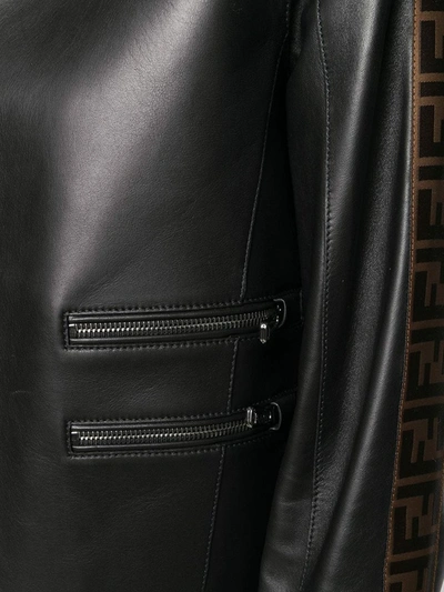 Shop Fendi Zipper Trim Cropped Jacket In Black