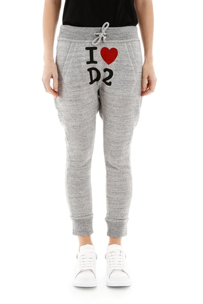 Shop Dsquared2 I Love D2 Sweatpants In Grey