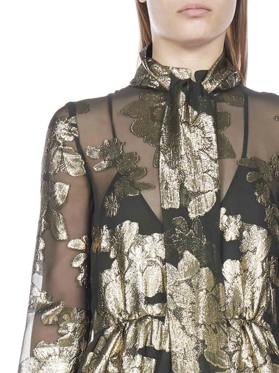 Shop Saint Laurent Floral Brocade Dress In Multi