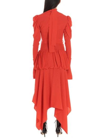 Shop Materiel Matériel Asymmetric Ruched Dress In Red