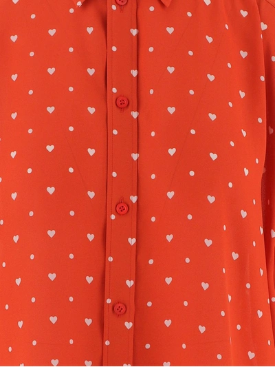 Shop Balenciaga Heart Print Shirt In Red