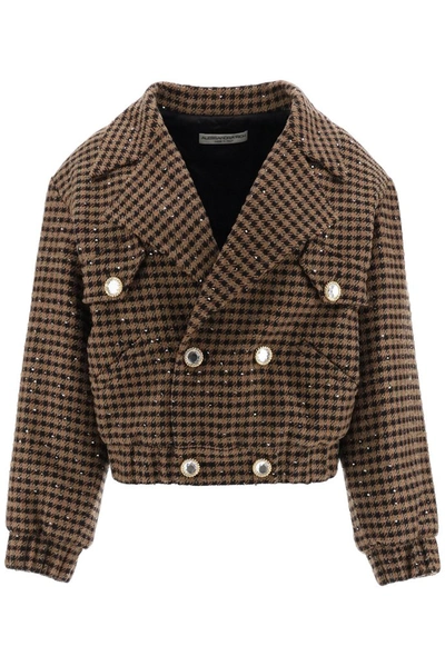 Shop Alessandra Rich Sequin Houndstooth Jacket In Multi