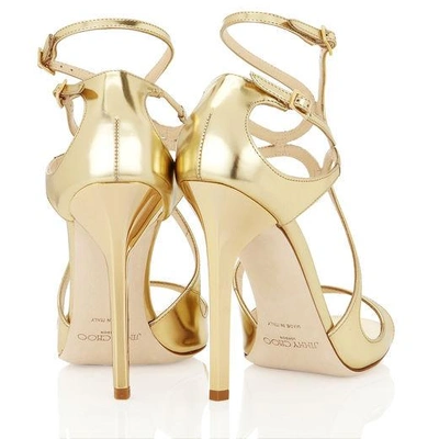 Shop Jimmy Choo Lance Gold Mirror Leather Sandals