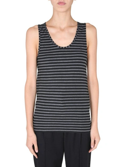 Shop Saint Laurent Striped Tank Top In Multi