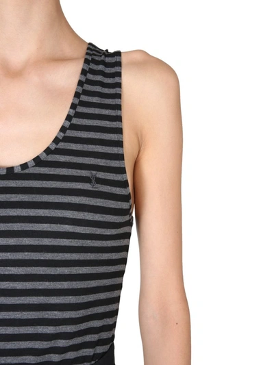 Shop Saint Laurent Striped Tank Top In Multi