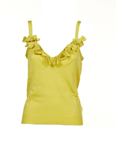 Shop Boutique Moschino Bow Detail Camisole In Yellow