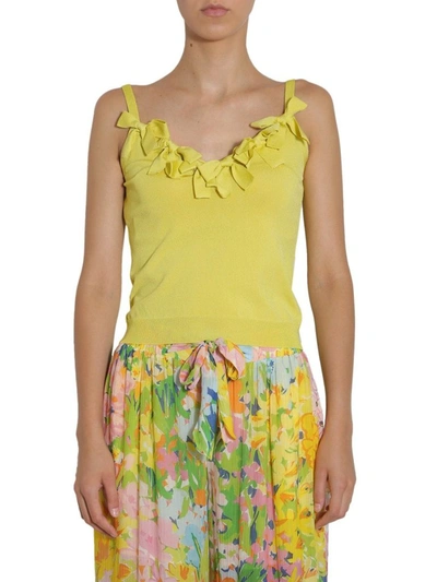 Shop Boutique Moschino Bow Detail Camisole In Yellow