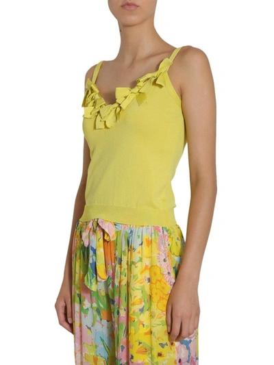 Shop Boutique Moschino Bow Detail Camisole In Yellow