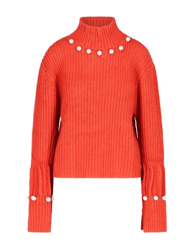 Shop Jw Anderson Pearl Embellished Sweater In Red