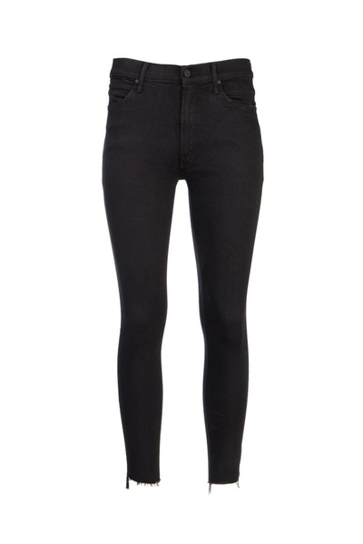 Shop Mother The Stunner Zip Ankle Step Fray Jeans In Black