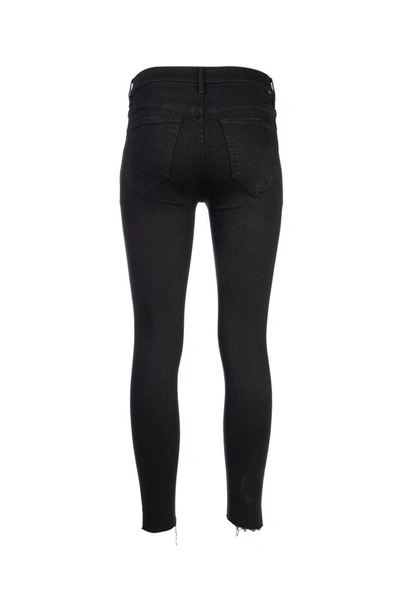 Shop Mother The Stunner Zip Ankle Step Fray Jeans In Black
