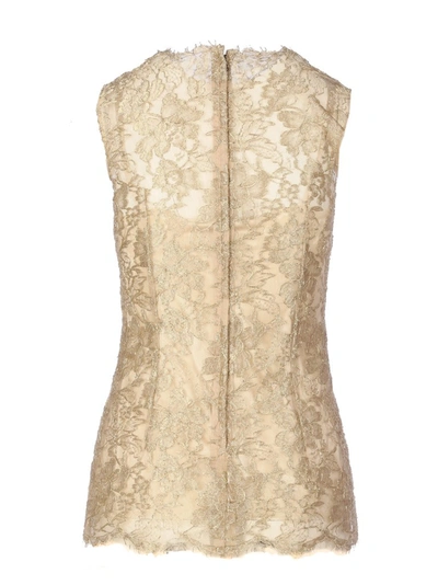 Shop Dolce & Gabbana Lace Sleeveless Top In Gold
