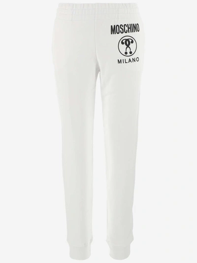 Shop Moschino Milano Logo Print Track Pants In White