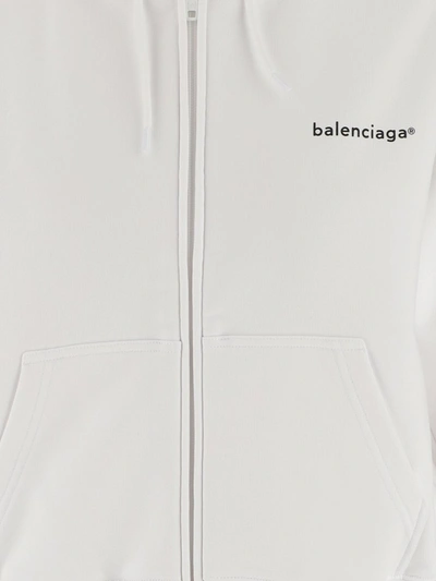 Shop Balenciaga Logo Zipped Hoodie In White