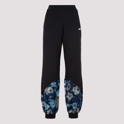 Shop Msgm Floral Print Sweatpants In Black