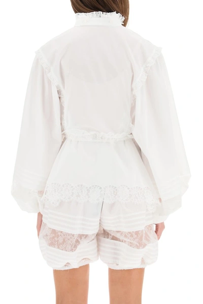 Shop Dolce & Gabbana Lace Ruffled Blouse In White
