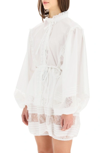 Shop Dolce & Gabbana Lace Ruffled Blouse In White