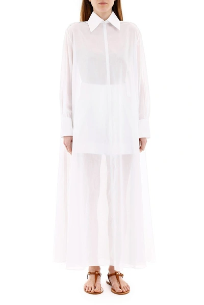 Shop Valentino Sheer Maxi Shirt Dress In White