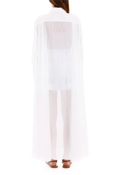 Shop Valentino Sheer Maxi Shirt Dress In White
