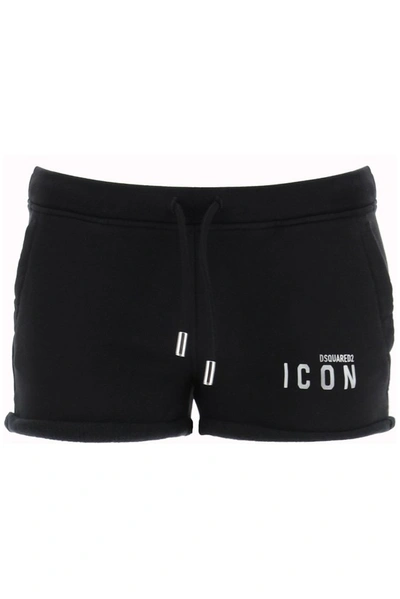 Shop Dsquared2 Icon Print Track Shorts In Black