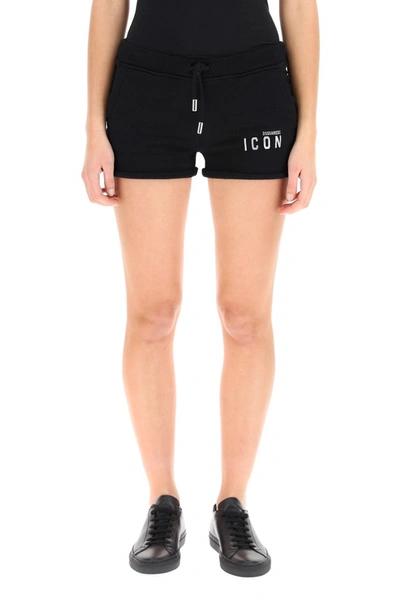 Shop Dsquared2 Icon Print Track Shorts In Black