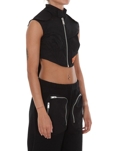 Shop Heron Preston Zipped Military Crop Top In Black