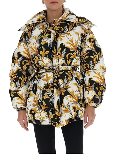 Shop Versace Baroque Print Puffer Jacket In Multi