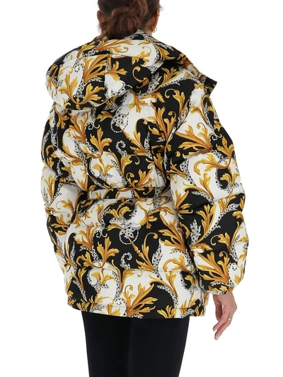 Shop Versace Baroque Print Puffer Jacket In Multi