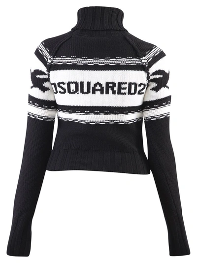Shop Dsquared2 Icon Knit Turtleneck Sweater In Black