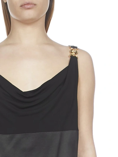 Shop Versace Draped Neckline Sleeveless Top In Black