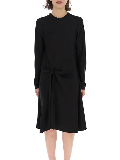 Shop Chloé Knot Detail Midi Dress In Black