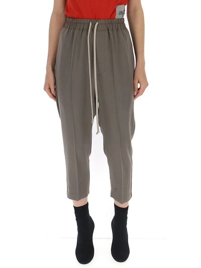 Shop Rick Owens Drawstring Cropped Trousers In Grey