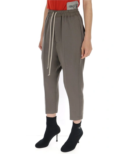 Shop Rick Owens Drawstring Cropped Trousers In Grey