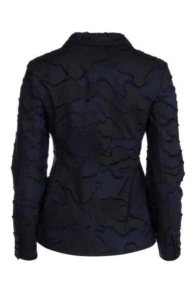 Shop Dior Camouflage Double Breasted Jacket In Blue