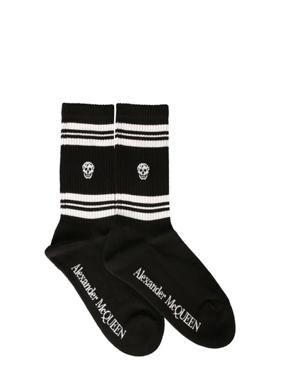 Shop Alexander Mcqueen Skull Sport Socks In Black