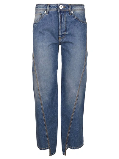 Shop Lanvin Twisted Leg Denim Jeans In Blue