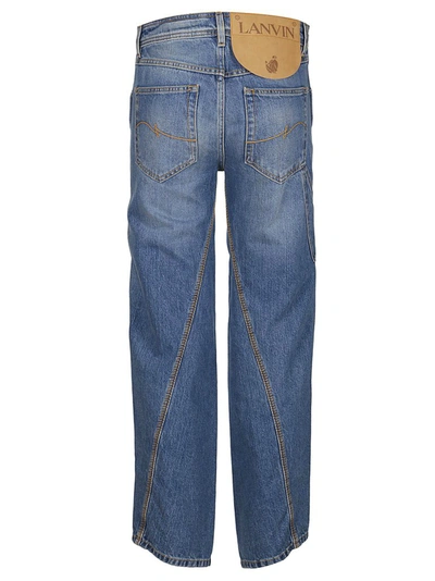 Shop Lanvin Twisted Leg Denim Jeans In Blue