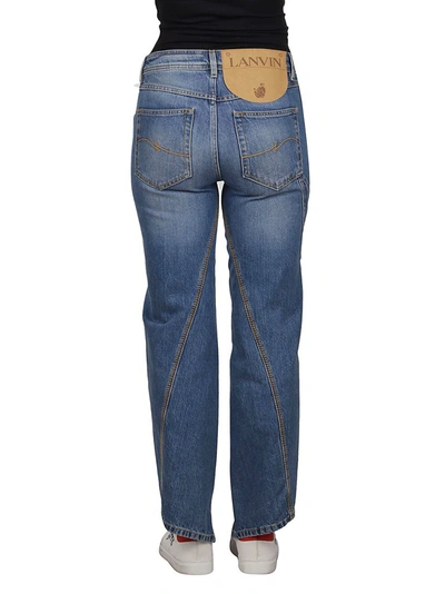 Shop Lanvin Twisted Leg Denim Jeans In Blue