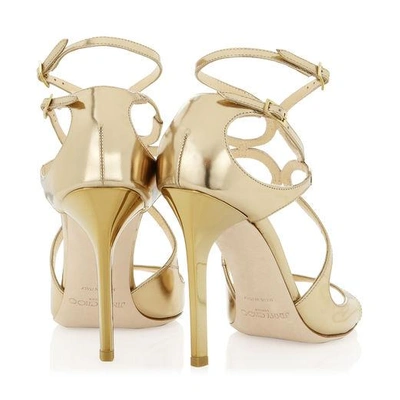 Shop Jimmy Choo Lang Gold Mirror Leather Sandals
