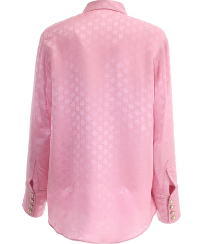 Shop Balmain Logo Monogram Shirt In Pink