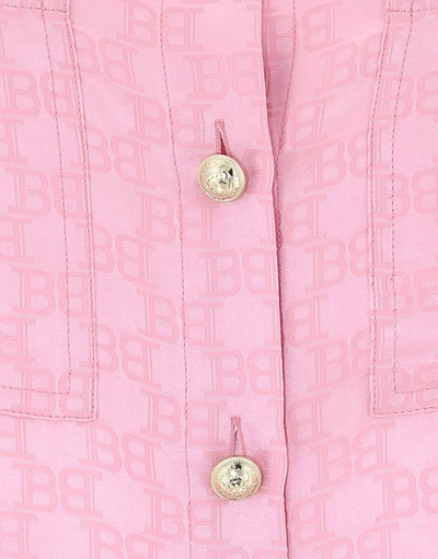 Shop Balmain Logo Monogram Shirt In Pink