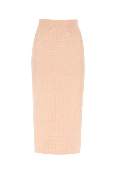 Shop Fendi Ff Motif Jacquard Skirt In Pink