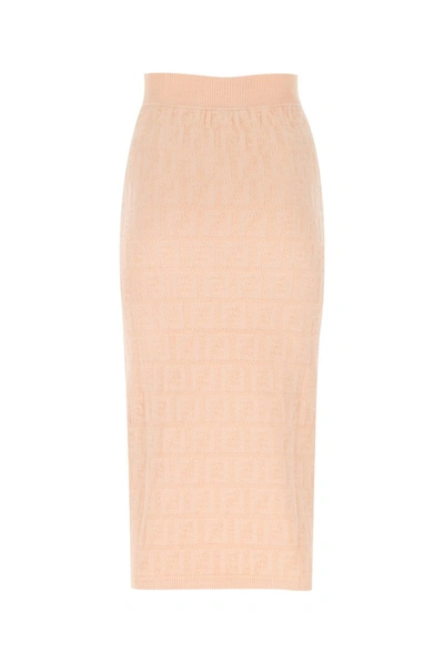 Shop Fendi Ff Motif Jacquard Skirt In Pink