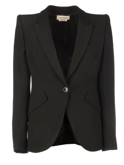 Shop Alexander Mcqueen Leaf Crepe Jacket In Black