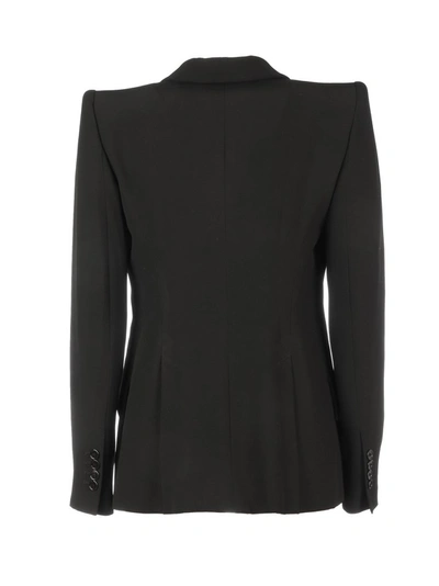 Shop Alexander Mcqueen Leaf Crepe Jacket In Black