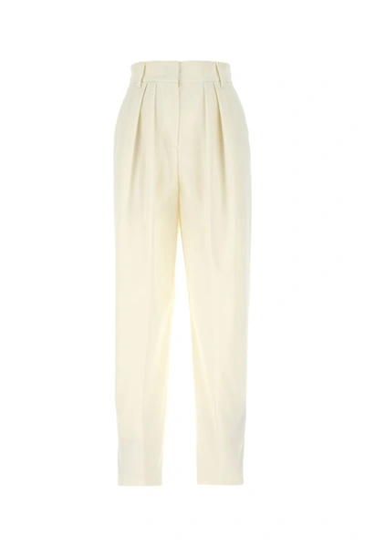 Shop Msgm High Waisted Wide Leg Pants In White