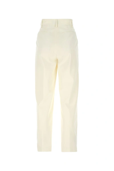 Shop Msgm High Waisted Wide Leg Pants In White